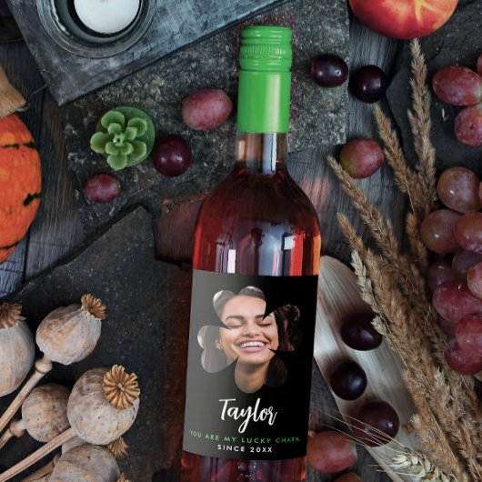 Modernes, einfaches Schwarzes Glück in der Liebe K Weinetikett