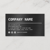 Modernes, einfaches Schwarzes Metal beruflich Visitenkarte (Rückseite)