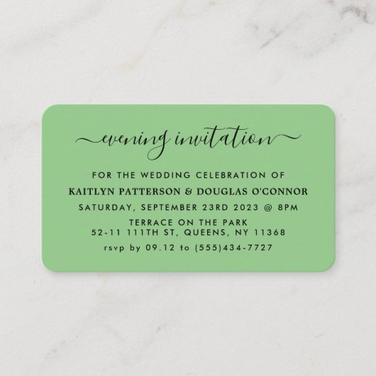 Modernes, einfaches Script-Abend-Event-Ticket lade Visitenkarte (Vorderseite)