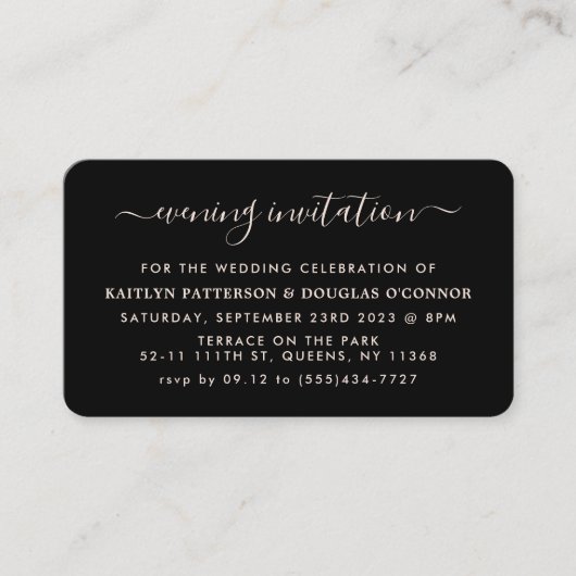 Modernes, einfaches Script-Abend-Event-Ticket lade Visitenkarte (Vorderseite)