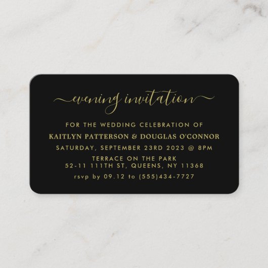 Modernes, einfaches Script-Abend-Event-Ticket lade Visitenkarte (Vorderseite)