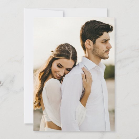 Modernes, einfaches Script Calligraphy Foto Weddin Einladung (Rückseite)