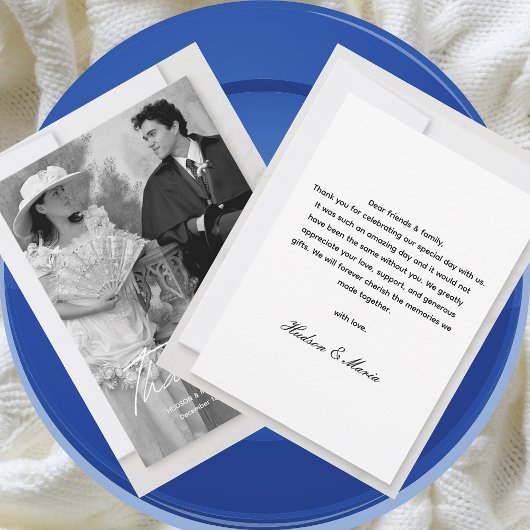 Modernes, einfaches Script Classic Foto Wedding Cu Dankeskarte