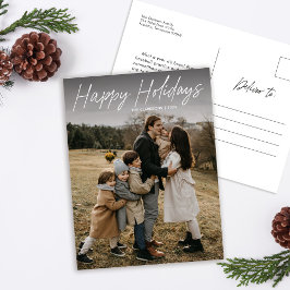 Modernes, einfaches Script Happy Holidays Family F Feiertagspostkarte