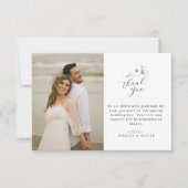 Modernes einfaches Script-Hochzeitsskript-Foto Dankeskarte (Vorderseite)