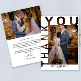 Modernes einfaches Script-Hochzeitsskript-Foto Dankeskarte