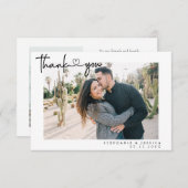 Modernes, einfaches Script mit Herz-Hochzeit-Foto Dankeskarte (Vorne/Hinten)