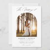 Modernes einfaches Script Qr Code Arch Foto Hochze Einladung (Vorderseite)