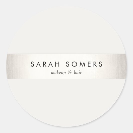 Modernes, einfaches Silber und Weiß Streifen Runder Aufkleber (Vorderseite)