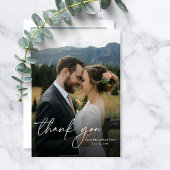 Modernes, einfaches Skript 2 Fotos Hochzeit Dankeskarte