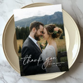 Modernes, einfaches Skript 2 Fotos Hochzeit Dankeskarte