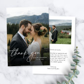 Modernes, einfaches Skript 2 Fotos Hochzeit Dankeskarte