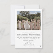 Modernes, einfaches Skript 4 Foto Collage Hochzeit Dankeskarte (Rückseite)