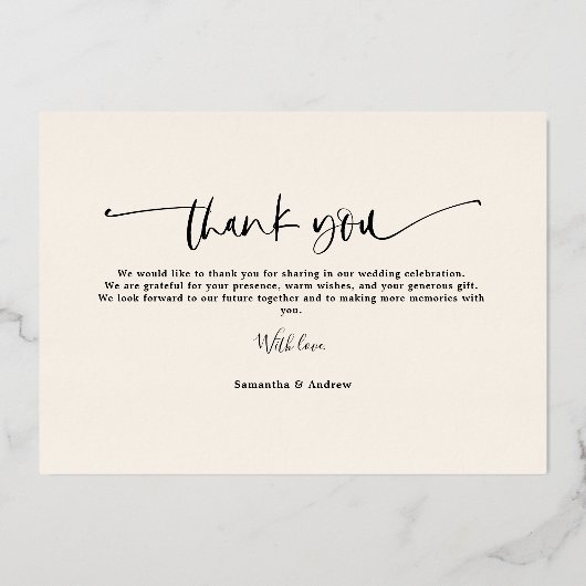 Modernes, einfaches Skript 5 Fotos danke Ihnen Hoc Folieneinladung (Rückseite)