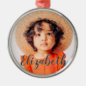 Modernes, einfaches Skript, das Ihren Namen und Ih Ornament Aus Metall (Vorne)