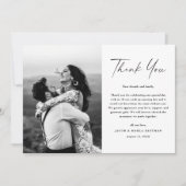 Modernes einfaches Skript-Foto Hochzeit Dankeskarte (Vorderseite)