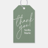 Modernes, einfaches Skript nur grün Vielen Dank Geschenkanhänger (Vorderseite)