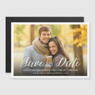 Modernes, einfaches Skript-Save the Date-Foto Magn Magneteinladung