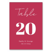 Modernes einfaches Skript Viva Magenta Minimale Ho Tischnummer (Rückseite)