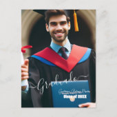 Modernes, einfaches Spanisches Foto Script Grad Ei Ankündigungspostkarte (Vorderseite)