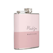 Modernes, einfaches, stilvolles Girly Blush Pink V Flachmann (Rechts)