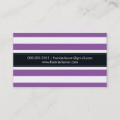 MODERNES EINFACHES STRIPE PATTERT Trends lila Visitenkarte (Rückseite)
