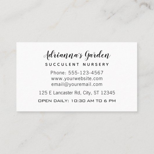 Modernes, einfaches Sukkuläres Kinderzimmer-Foto d Visitenkarte (Rückseite)