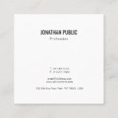 Modernes Einfaches Template Beruflich Elegant Luxu Quadratische Visitenkarte (Rückseite)
