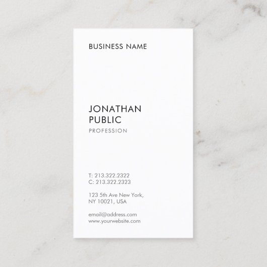 Modernes Einfaches Template Elegant Beruflich Visitenkarte (Rückseite)