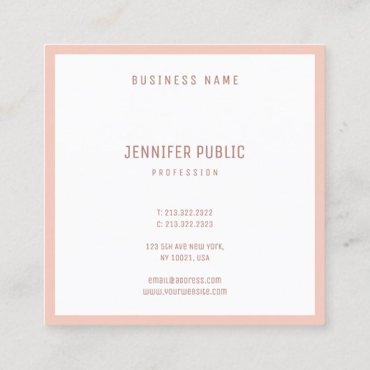 Modernes Einfaches Template Elegant Minimalistisch Quadratische Visitenkarte (Rückseite)