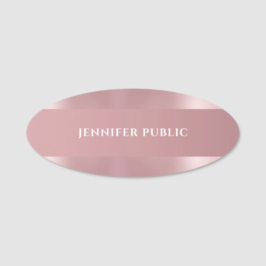 Modernes Einfaches Template Elegante Rose Namensschild (Vorderseite)