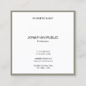 Modernes Einfaches Template Eleganter Beruflicher  Quadratische Visitenkarte (Rückseite)