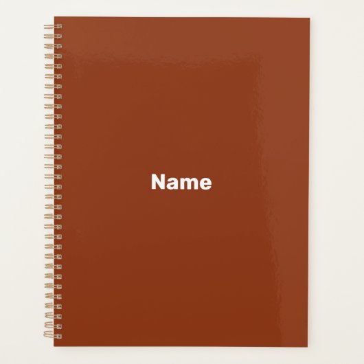 Modernes, einfaches Terracotta-individuelle Name-M Planer (Vorderseite)