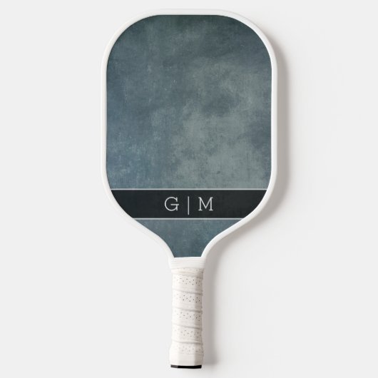 Modernes, einfaches, texturiertes Monogramm Pickleball Schläger (Rückseite)