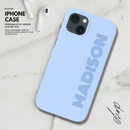 Modernes, einfaches Trendy Bold Blue Monogram Case-Mate iPhone Hülle