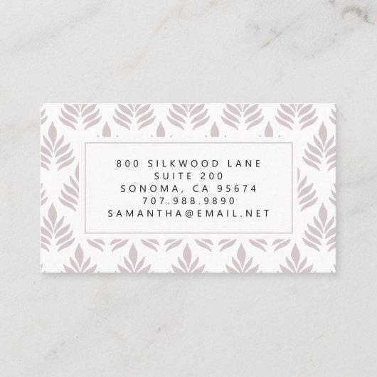 Modernes einfaches Typografie-Leaf-Muster-Skript Visitenkarte (Rückseite)