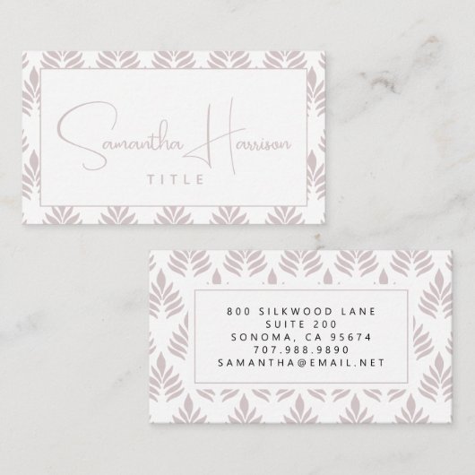 Modernes einfaches Typografie-Leaf-Muster-Skript Visitenkarte (Vorne/Hinten)