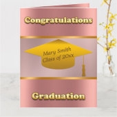 Modernes, einfaches und individuelles Gold Pink Karte (Gelbe Blume)