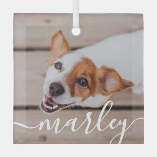 Modernes, einfaches und spielerisches Foto Ornament Aus Glas (Vorderseite)