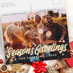 Modernes, einfaches und spielerisches Grußstars Fo Feiertagspostkarte