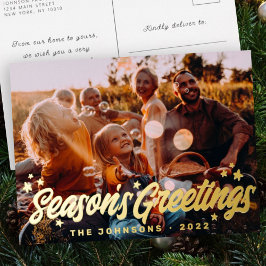 Modernes, einfaches und spielerisches Grußstars Fo Folien Feiertagspostkarte