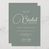 Modernes, einfaches und tiefgrünes Brautparty Einladung (Vorne/Hinten)