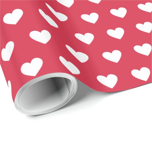 Modernes, einfaches, valentinisches, weißes Herz, Geschenkpapier (Rolleneckpunkt)