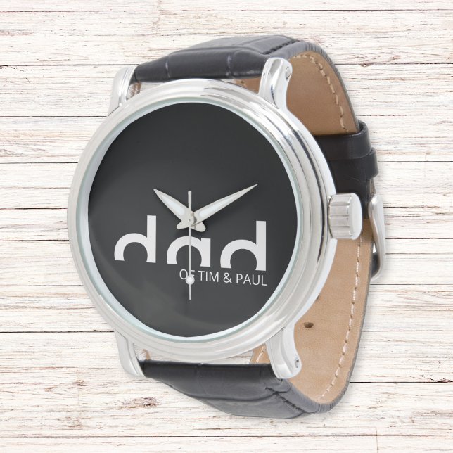 Modernes, einfaches Vater-Design mit Kindernamen Armbanduhr (Von Creator hochgeladen)