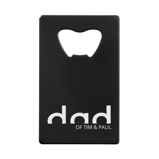 Modernes, einfaches Vater-Design mit Kindernamen Geldbeutel Flaschenöffner (Vorderseite)