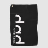 Modernes, einfaches Vater-Design mit Kindernamen Golfhandtuch (Vorderseite)