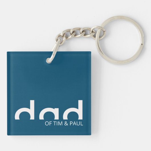 Modernes, einfaches Vater-Design mit Kindernamen Schlüsselanhänger (Rückseite)
