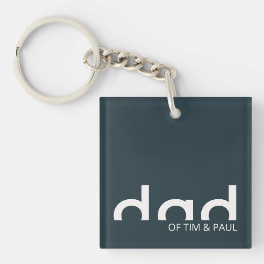Modernes, einfaches Vater-Design mit Kindernamen Schlüsselanhänger (Vorderseite)