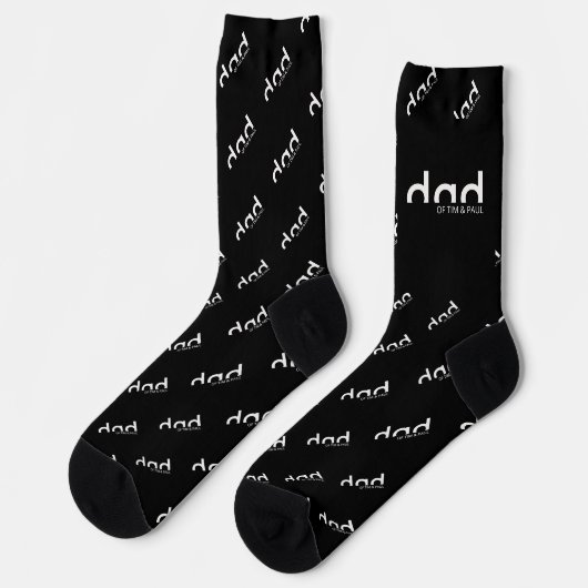Modernes, einfaches Vater-Design mit Kindernamen Socken (Linkes Detail)