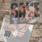 Modernes, einfaches Vellum mit zwei Fotos | QR-Cod Ankündigungspostkarte